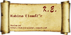 Kubina Elemér névjegykártya