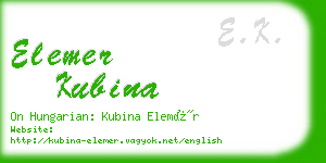 elemer kubina business card